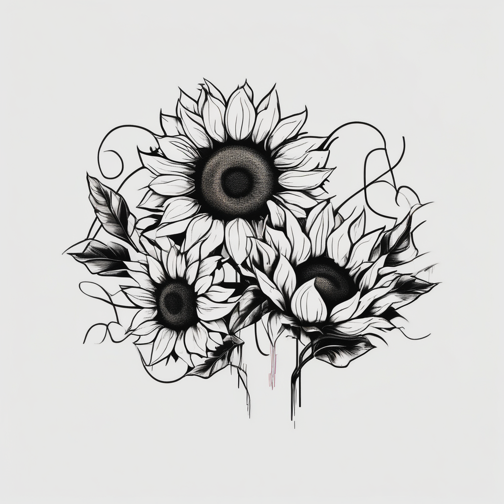 band tattoo with two sunflowers on it fishing tattoos, diseño de tatuaje Minimalista generado con IA